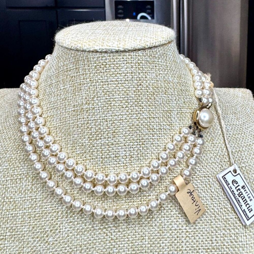 Vintage Multi Strand Pearl Necklace – Perlas Elegancia by Evelyne Alay Mallorca